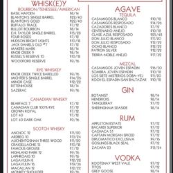 Beauties - Hooch menu