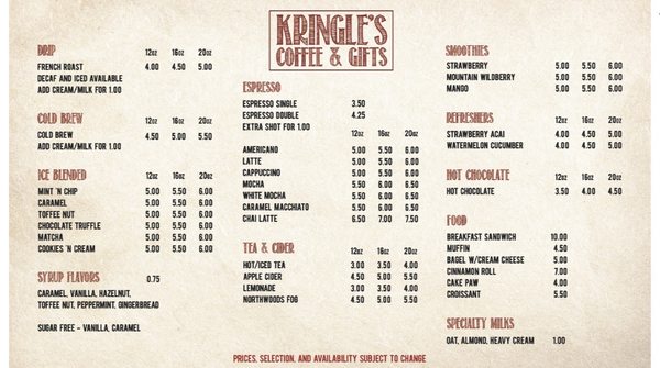 Menu photo 1 Kringle's Coffee & Gifts Skyforest, CA Menu photo 1 Kringle's Coffee & Gifts Skyforest, CA