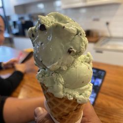 Roxy's Ice Cream Social - Double mint chocolate on a cone-
