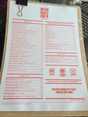 Menu photo 5 Mesón Barceloneta Barcelona, B