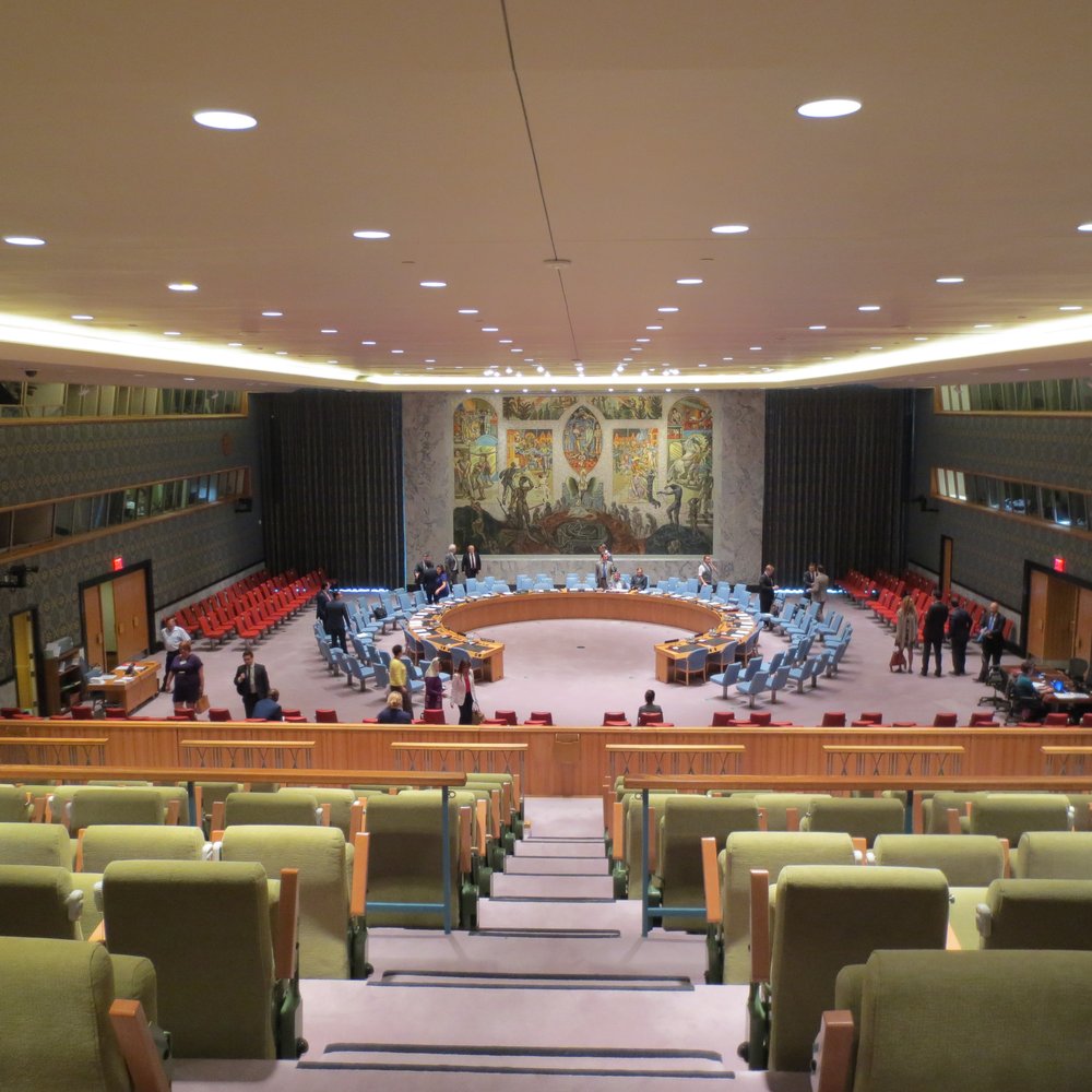 United Nations Headquarters - The Security Council Chamber preparing for session. The windows flanking the chamber house media and translators. - Visitor Centers Near Me - New York, New York United Nations Headquarters - The Security Council Chamber preparing for session. The windows flanking the chamber house media and translators. - Visitor Centers Near Me - New York, New York