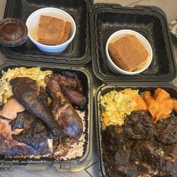 Jerk Chicken Meal Oxtail meal cornbread