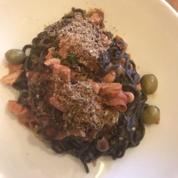 Ask For Luigi - Spaghetti Nero, octopus & puttanesca sauce - Italian Near Me - Vancouver, British Columbia
