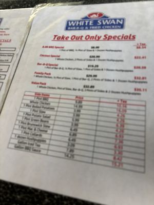 Menu photo 2 White Swan Bar-B-Que & Fried Chicken Smithfield, NC