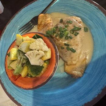 Sharky's Beachfront Restaurant - Stuffed grouper with vegetables - Seafood Near Me - Panama City Beach, Florida