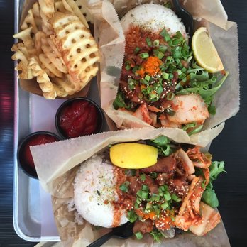 KoJa Kitchen - Two chicken bowls with plain fries - Asian Fusion Near Me - Berkeley, California KoJa Kitchen - Two chicken bowls with plain fries - Asian Fusion Near Me - Berkeley, California
