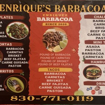 Enrique's Barbacoa - Menu - Barbeque Near Me - Charlotte, Texas