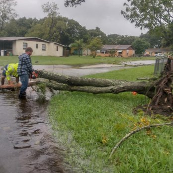 Xtreme Outdoor Solutions - a man with a chainsaw cutting a fallen tree - Lawn Services Near Me - Sanford, Florida Xtreme Outdoor Solutions - a man with a chainsaw cutting a fallen tree - Lawn Services Near Me - Sanford, Florida
