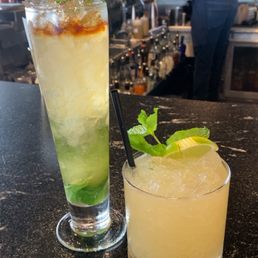 Drinks at the bar on the first floor. Drinks at the bar on the first floor.