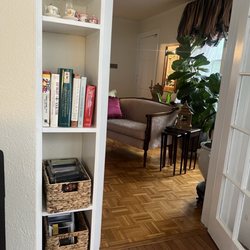 I restyled my built-in bookshelves for my CD collection with baskets purchased at Home Goods