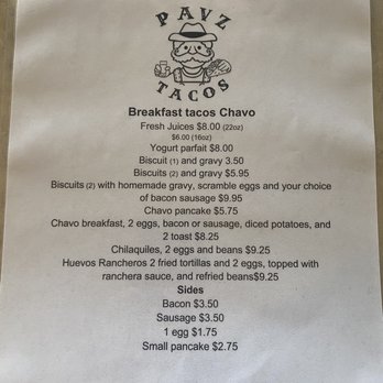 Taqueria EL chavo - Breakfast menu - Mexican Near Me - Cashmere, Washington
