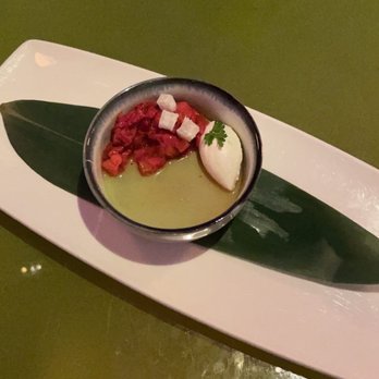 Morimoto - Desert was a matcha panacotta with a strawberry and rhubarb mixture, home made whipped cream, and mochi dumpling cubes. Very good! - Japanese Near Me - Philadelphia, Pennsylvania Morimoto - Desert was a matcha panacotta with a strawberry and rhubarb mixture, home made whipped cream, and mochi dumpling cubes. Very good! - Japanese Near Me - Philadelphia, Pennsylvania
