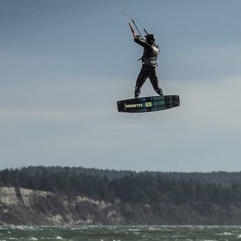 Double Bluff Beach - Awesome airtime by local kiteboarder near Double Bluff Beach right in front of dbcabin.com. - Beaches Near Me - Freeland, Washington