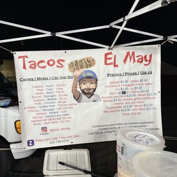 Tacos El May - Menu - Street Vendors Near Me - Westminster, California