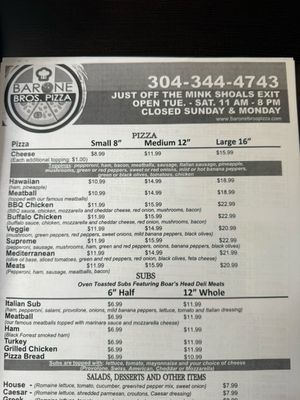 Menu photo 1 Barone Bros Pizza Charleston, WV