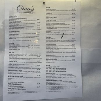 Orso's - Dinner menu - Italian Near Me - Chicago, Illinois Orso's - Dinner menu - Italian Near Me - Chicago, Illinois
