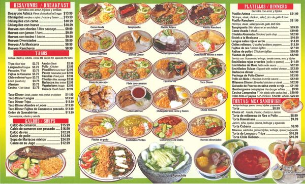 Menu photo 1 Taqueria Azteca Wood Dale, IL Menu photo 1 Taqueria Azteca Wood Dale, IL