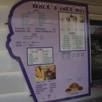 Mack's - a menu on a building - Ice Cream & Frozen Yogurt Near Me - York, Pennsylvania Mack's - a menu on a building - Ice Cream & Frozen Yogurt Near Me - York, Pennsylvania