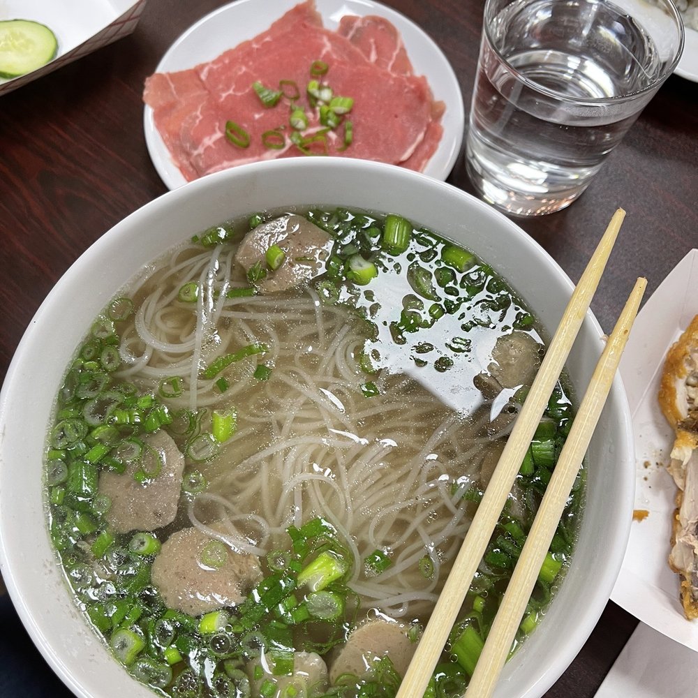PHO 34 - Pho with meatballs and eye round steak on the side - Vietnamese Near Me - Levittown, New York PHO 34 - Pho with meatballs and eye round steak on the side - Vietnamese Near Me - Levittown, New York