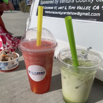 Sub Zero Creamery - Strawberry smoothie and matcha to go with some ice cream - Ice Cream & Frozen Yogurt Near Me - Simi Valley, California