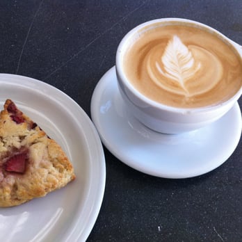 Black Oak Coffee Roasters - Latte and strawberry scone - Coffee & Tea Near Me - Ukiah, California