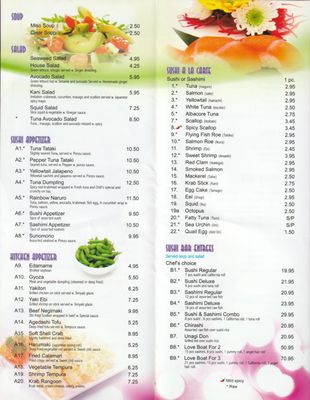 Menu photo 5 Corner Sushi St. Augustine, FL