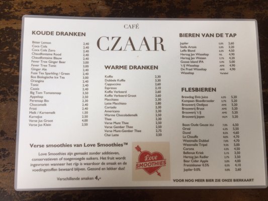Menu photo 4 Café Czaar Amsterdam, NH