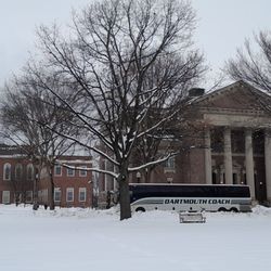 Dartmouth Coach - My coach standing in front of Rauner Library and Baker Hall at Dartmouth College in Hanover, NH.