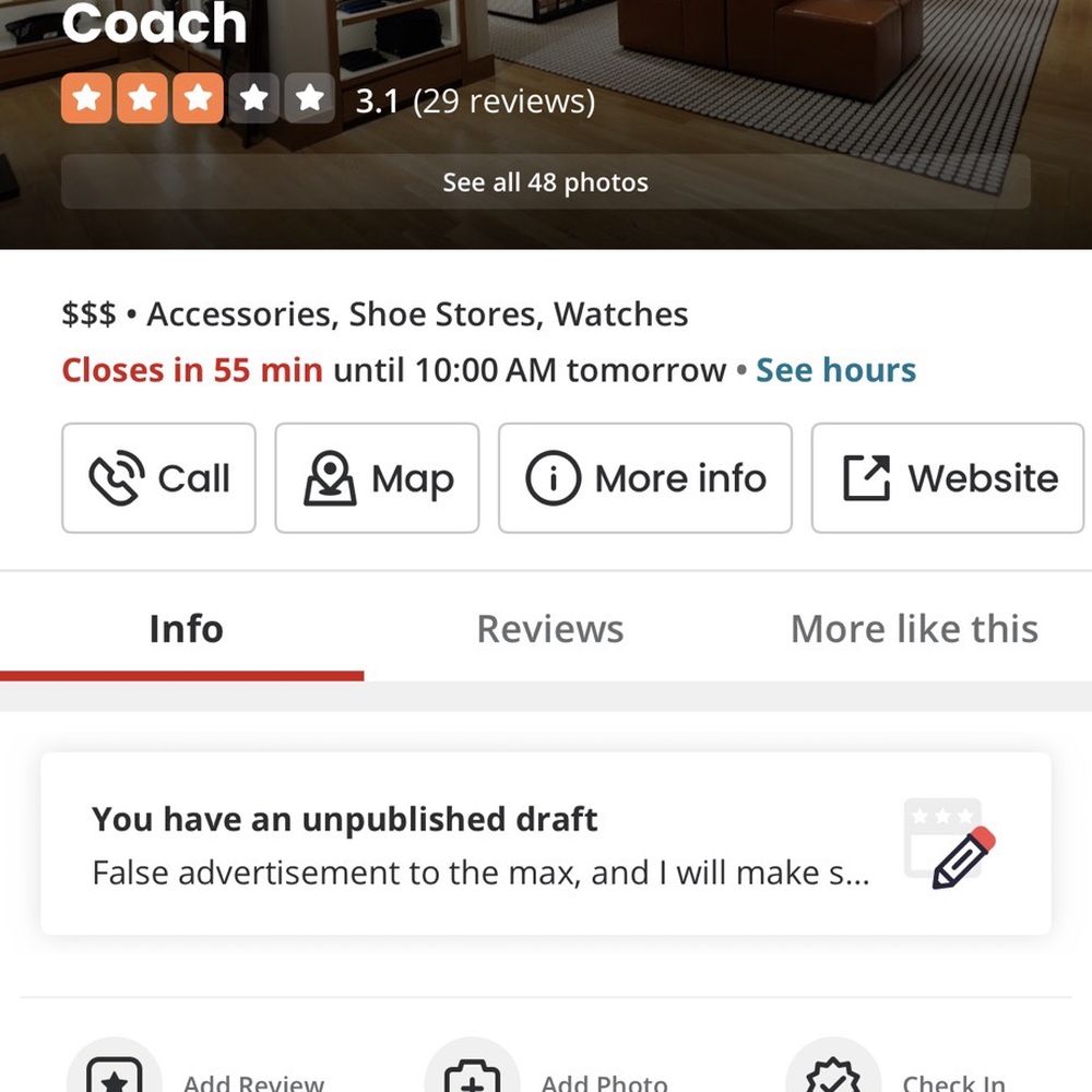 Coach - This advertisement is utterly false, and I will make sure to inform everyone - Accessories Near Me - Rosemont, Illinois Coach - This advertisement is utterly false, and I will make sure to inform everyone - Accessories Near Me - Rosemont, Illinois