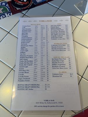 Menu photo 2 Vobla Bar Hollywood, FL