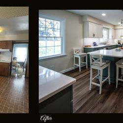 Before & After Transformation! 
Check out this transformation and see how we turned an outdated kitchen into a sleek, modern masterpiece!