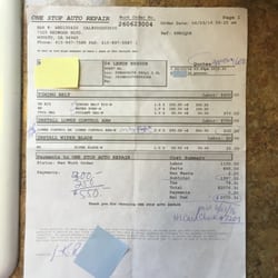 One Stop Auto Repair - The Work Order shows over $400.00 more charges than $1600.00 quote