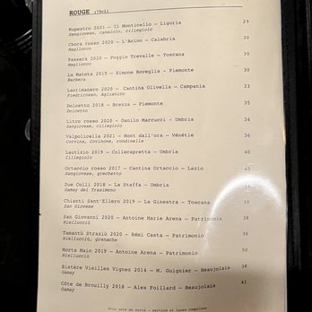Faggio - Red wine list - Pizza Near Me - Paris, 75
