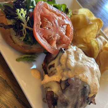 Brooks Tavern - Sirloin burger with added veggies - American Near Me - Hendersonville, North Carolina Brooks Tavern - Sirloin burger with added veggies - American Near Me - Hendersonville, North Carolina