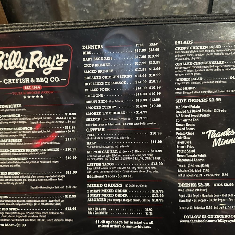Billy Ray's Catfish & BBQ - Broken Arrow - Menu - Barbeque Near Me - Broken Arrow, Oklahoma