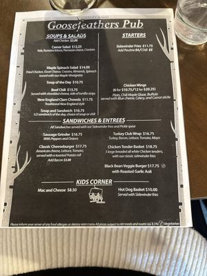 Menu photo 2 Goosefeathers Newbury, NH