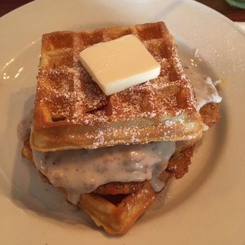 The Hideout Kitchen - Top view of the waffle sandwich - New American Near Me - Lafayette, California The Hideout Kitchen - Top view of the waffle sandwich - New American Near Me - Lafayette, California