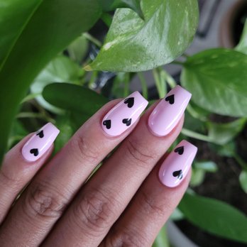 Victory Nails & Spa - Pink with black heart design 1.27.2022 - Nail Salons Near Me - Fullerton, California Victory Nails & Spa - Pink with black heart design 1.27.2022 - Nail Salons Near Me - Fullerton, California