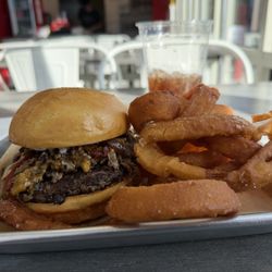 Morty's Cafe - Philly Cheesesteak Burger. It was delicious.