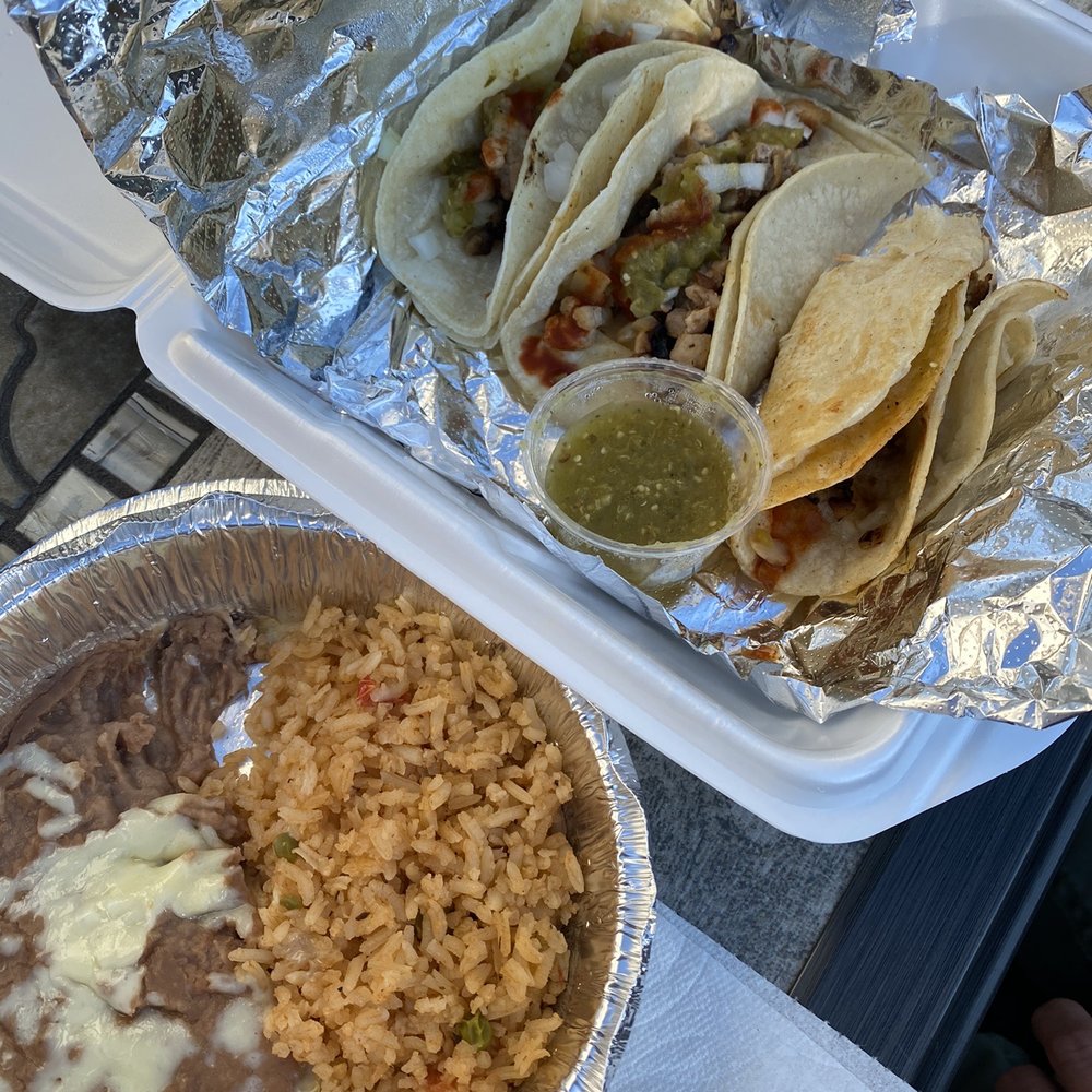 Hawaiian Pork Tacos with Rice and Beans
