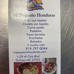 Mi Pequeno Honduras - Menu and phone number