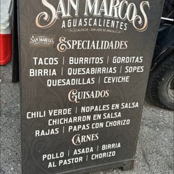 Taqueria San Marcos - Menu