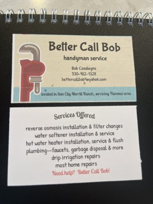Better Call Bob Handyman Service Logo