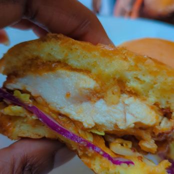 Off The Hook - Juicy fried chicken slider- it was very tasty! I just wish there were a set of these instead of one on the happy hour menu. - Seafood Near Me - Los Alamitos, California