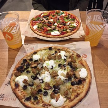 Blaze Pizza - BYO PIZZA! Pesto sauce (closest) and Marinara sauce (farthest). Tons of topping choices! - Salad Near Me - Boston, Massachusetts Blaze Pizza - BYO PIZZA! Pesto sauce (closest) and Marinara sauce (farthest). Tons of topping choices! - Salad Near Me - Boston, Massachusetts