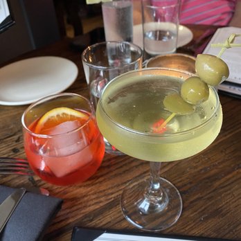 Losanti - Dirty martini on the right and aperol spritz - Steakhouses Near Me - Cincinnati, Ohio Losanti - Dirty martini on the right and aperol spritz - Steakhouses Near Me - Cincinnati, Ohio