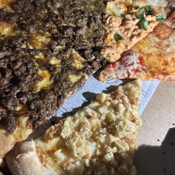 Cuts & Slices - Oxtail Curry, Oxtail Brown Sauce, Chicken and Waffles, Salmon and Plain - Pizza Near Me - Brooklyn, New York Cuts & Slices - Oxtail Curry, Oxtail Brown Sauce, Chicken and Waffles, Salmon and Plain - Pizza Near Me - Brooklyn, New York