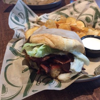 Hops n Drops - bacon burger with chips - Sports Bars Near Me - Kennewick, Washington