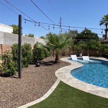 B&G Landscaping - Border meets with existing travertine pool deck - Landscaping Near Me
