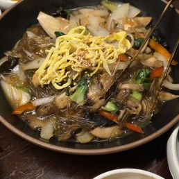 Japchae, I think the noodles needed to be rinsed more lol Japchae, I think the noodles needed to be rinsed more lol
